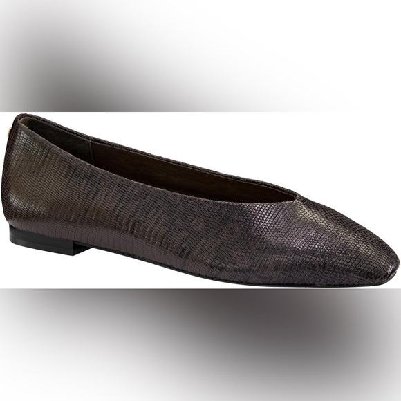 Birdies The Crane Leather Flat Square Toe Ballet Flats Espresso Gray Women's - Picture 3 of 10